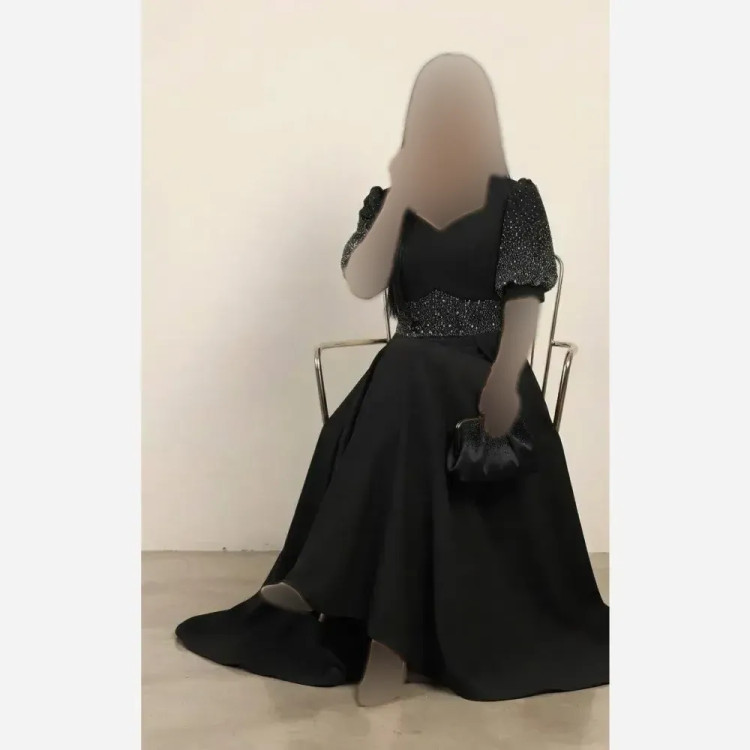 پیراهن ماکسی کرپ مازراتی نگین پرسی حرارتی زنانه سایزبندی 1 تا 4 رنگ مشکی کاهویی آسمانی