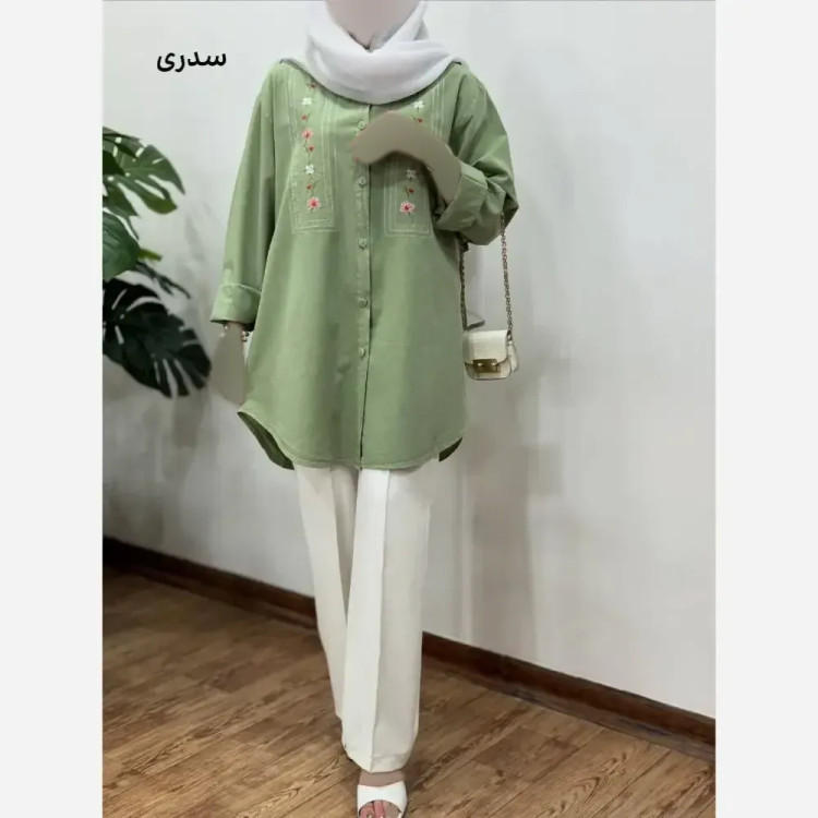 مانتو گلرو لینن پنبه ای فری سایز 38 تا 48 خنک