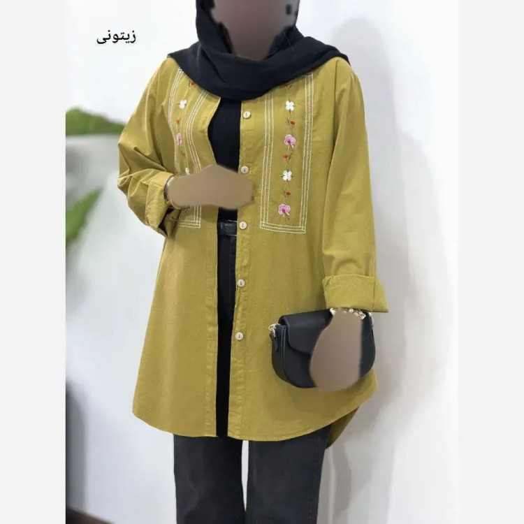 مانتو گلرو لینن پنبه ای فری سایز 38 تا 48 خنک