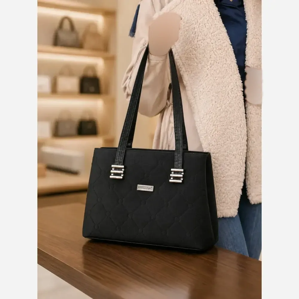 کیف زنانه محدثه جنس نانسی درجه یک رنگ مشکی ابعاد 22 در 30