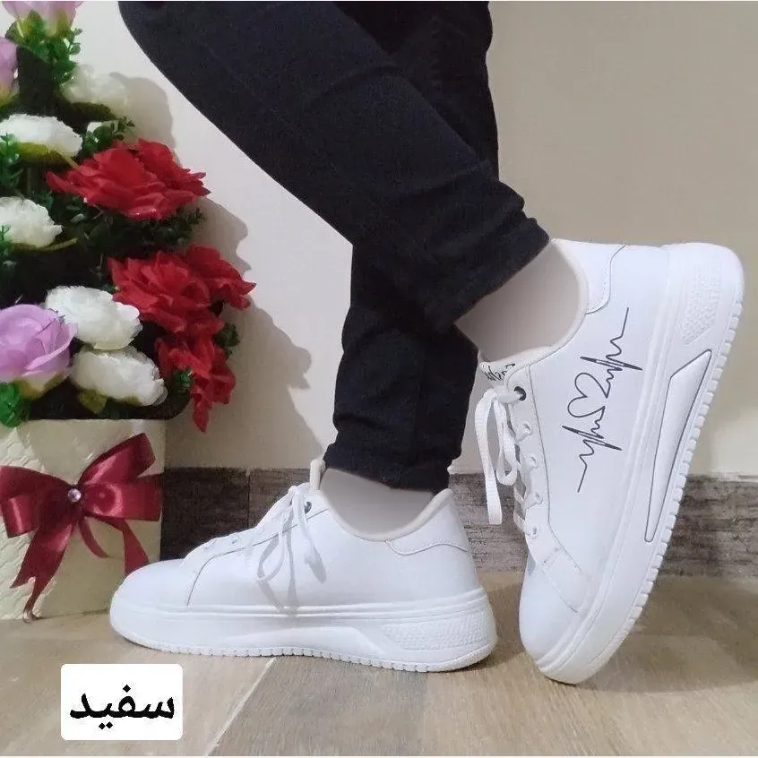 کفش ونس زنانه مدل ضربان زیره پلیمر رنگ سفید و مشکی