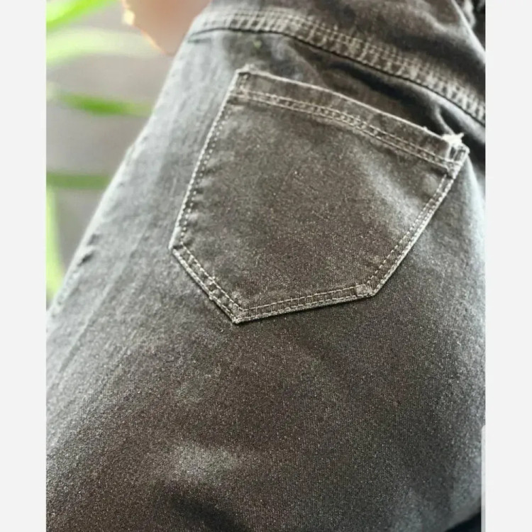 شلوار بگ زاپ دار جین اصل سنگشور شده زنانه