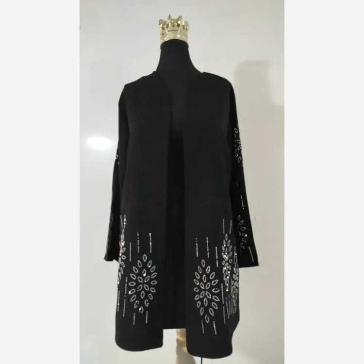 کت مجلسی آرزو مشکی شانتون اندوزی جت بلک لایه کوبی شده سایز 38 تا 50