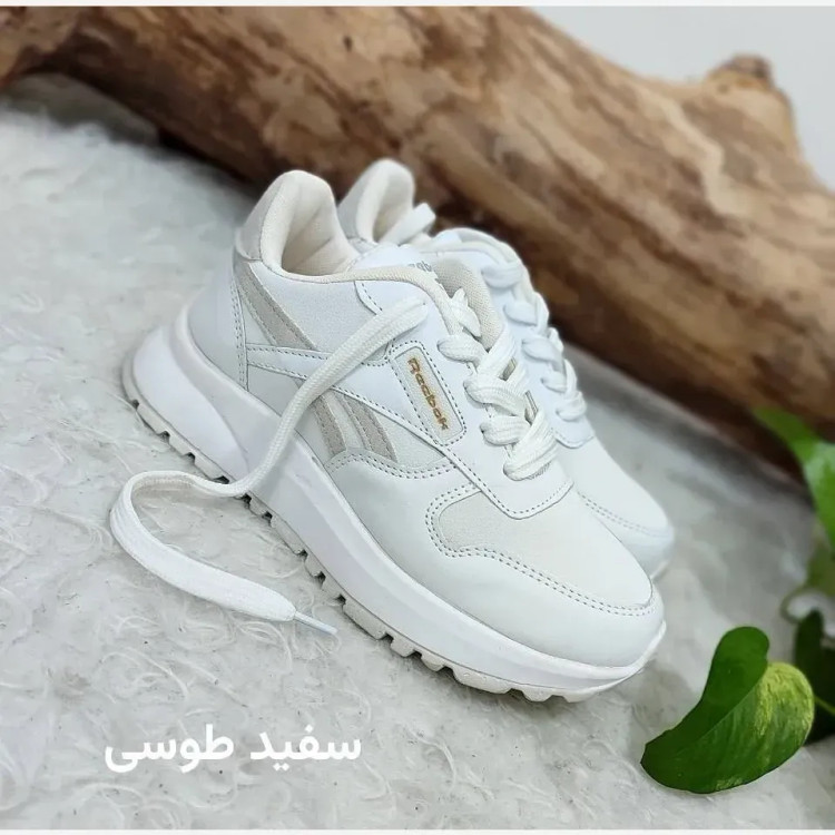 کتونی طبی لژ دار زنانه ریبوک چرم صنعتی سفید مشکی کرم 37 تا 40