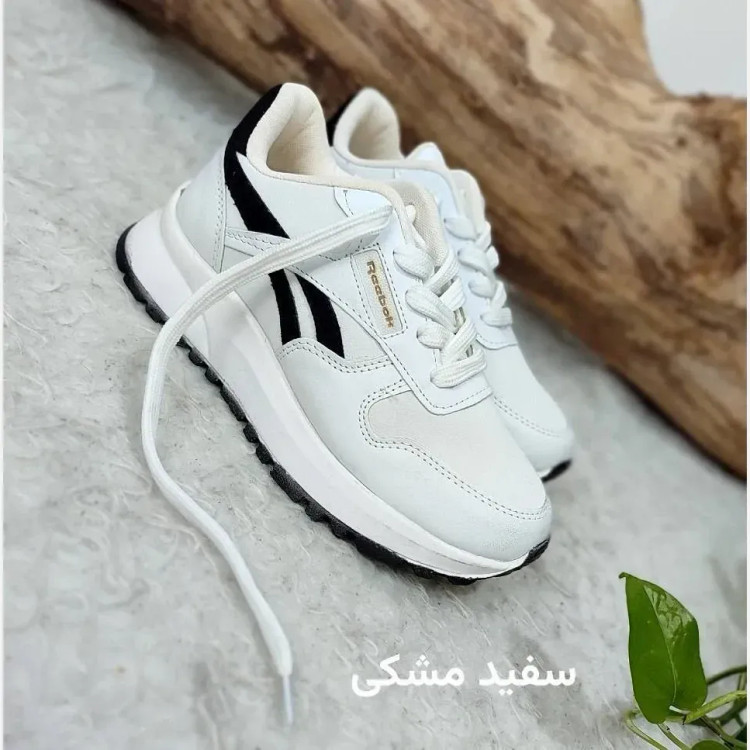 کتونی طبی لژ دار زنانه ریبوک چرم صنعتی سفید مشکی کرم 37 تا 40