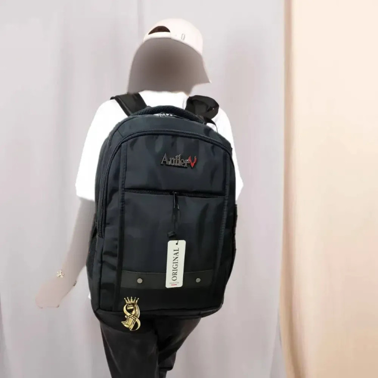 کوله پشتی دانشجویی مدل انتلر اسپرت برزنتی ضربه گیر لپ تاپ پورت هندزفری جای بطری آب مشکی