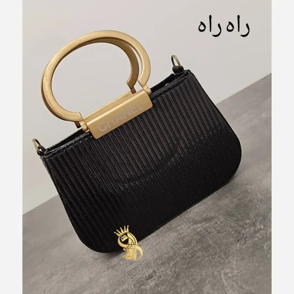 کیف مجلسی زنانه مدل فشن استرج نگینی رنگ راه راه سنگی پلنگی