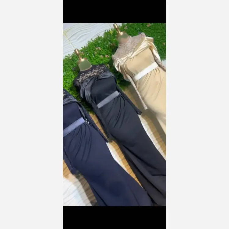 ماکسی مجلسی زنانه مدل اولماز جنس کرپ غواصی و دانتل قد 155