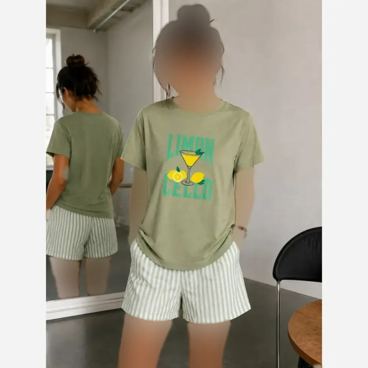 ست ست تیشرت شورتک پینترستی فری سایز پنبه و بوگاتی