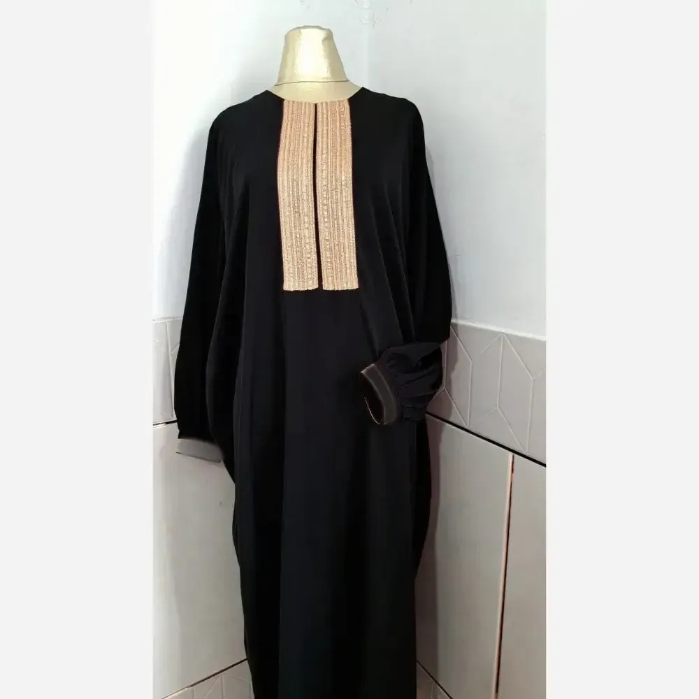 عبا طلاکوب مشکی الیزه درجه یک فری تا 50 قد 135