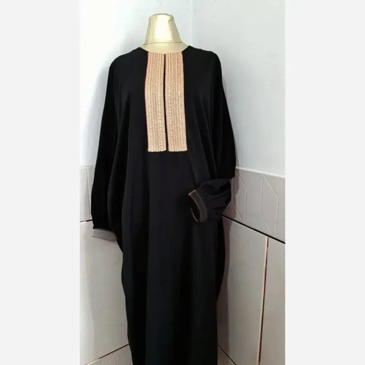 عبا طلاکوب مشکی الیزه درجه یک فری تا 50 قد 135