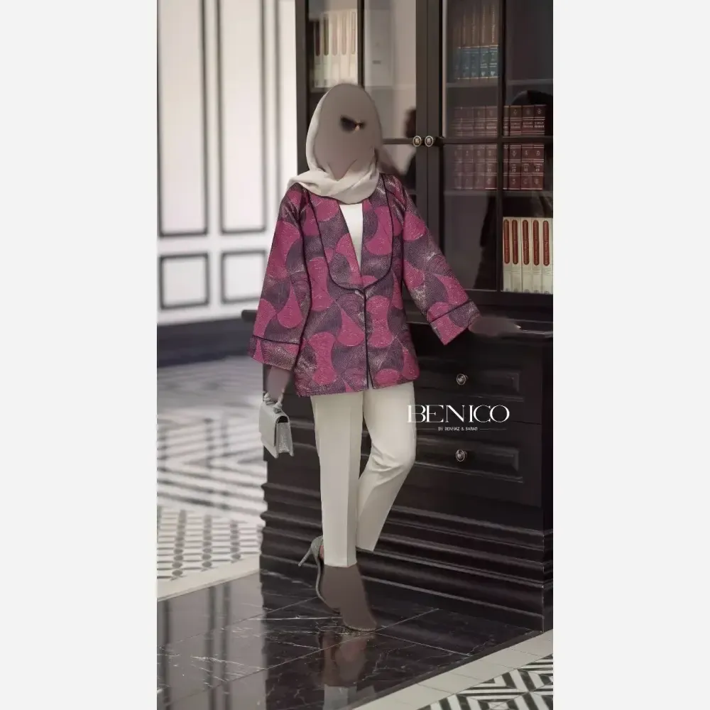 کت تک زنانه الناز ژاکارد درجه یک فری سایز تا 46 رنگ سرخابی آجری