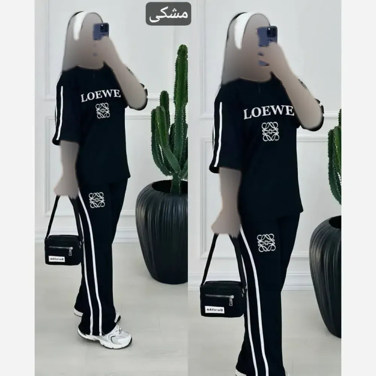 ست تیشرت شلوار ویسکوز پنبه فول کش loewe فری سایز 36 تا 46