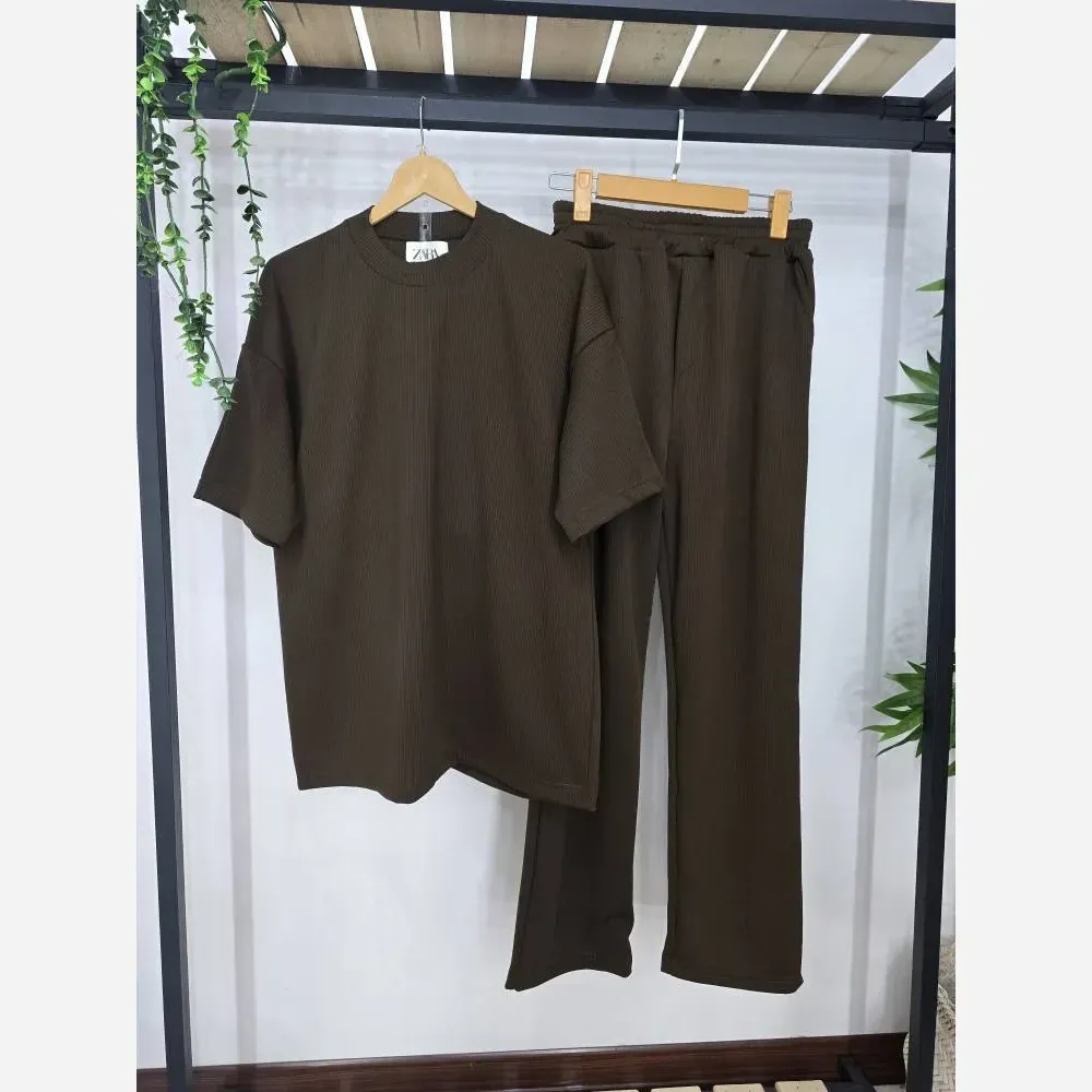 ست یقه گرد آرسام فتیله ای کبریتی درجه یک مردانه فری سایز در رنگ های مشکی، شکلاتی، کرم، دودی