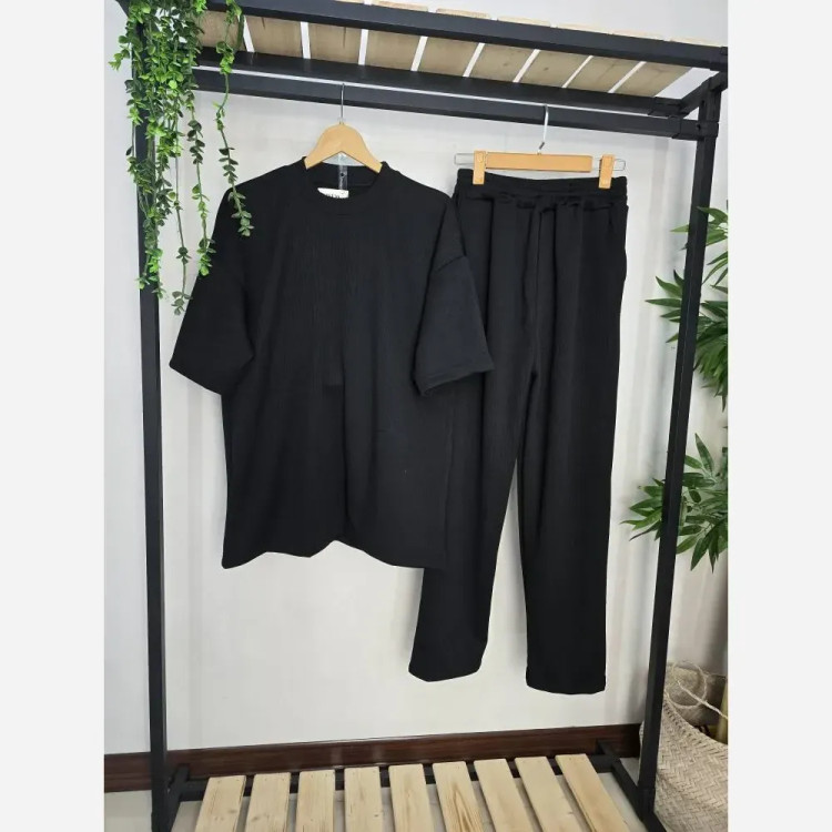 ست یقه گرد آرسام فتیله ای کبریتی درجه یک مردانه فری سایز در رنگ های مشکی، شکلاتی، کرم، دودی