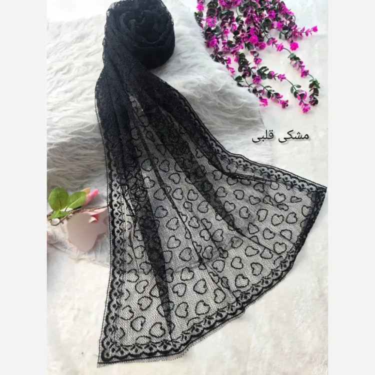 شال تور دانتل طرحدار رنگی فری سایز ابعاد 180*70