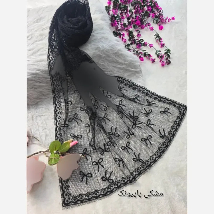 شال تور دانتل طرحدار رنگی فری سایز ابعاد 180*70