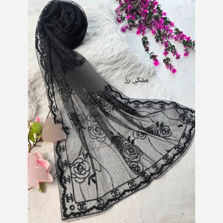 شال تور دانتل طرحدار رنگی فری سایز ابعاد 180*70