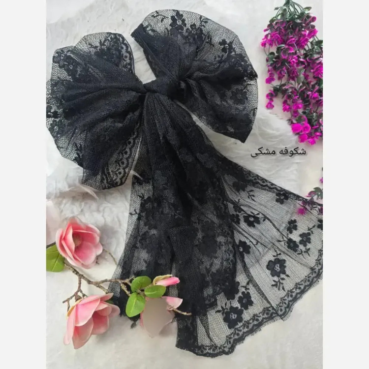 شال تور دانتل طرحدار رنگی فری سایز ابعاد 180*70
