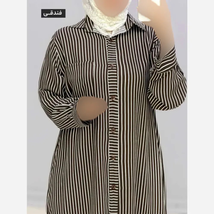 مانتو تک جیب ساجده نخی برماندو فری سایز مناسب 44 تا 52 سرمه ای فندقی مشکی نسکافه ای