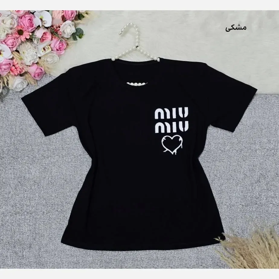 تیشرت باکسی طرح Miu Miu نخ پنبه اعلا فری سایز تا 44 شیک
