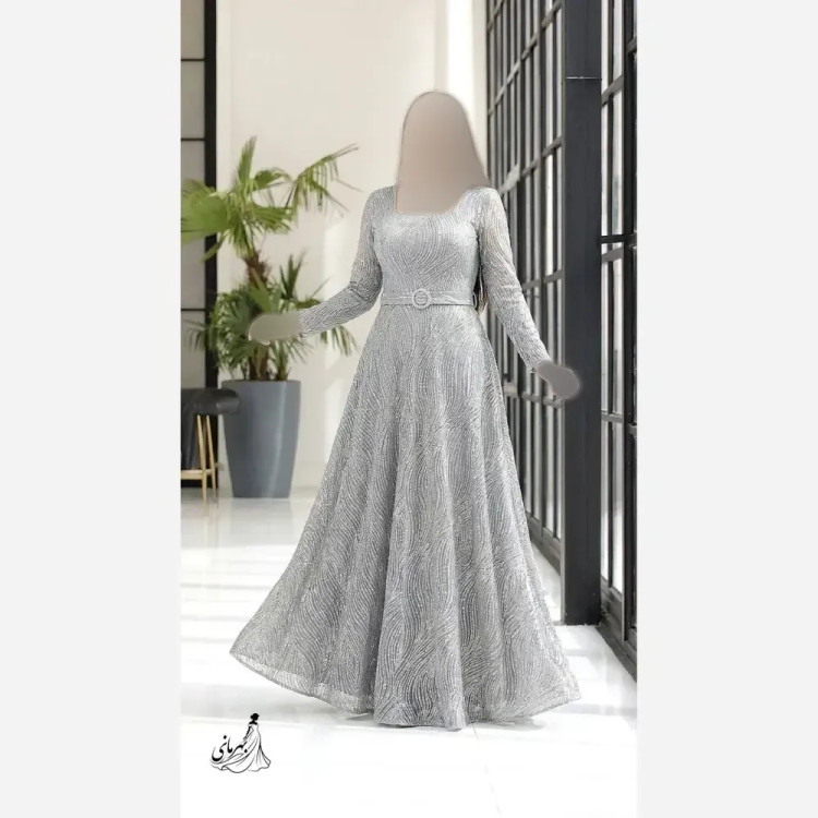 ماکسی مجلسی سایز بزرگ زنانه مدل پریچهر جنس شاین برجسته