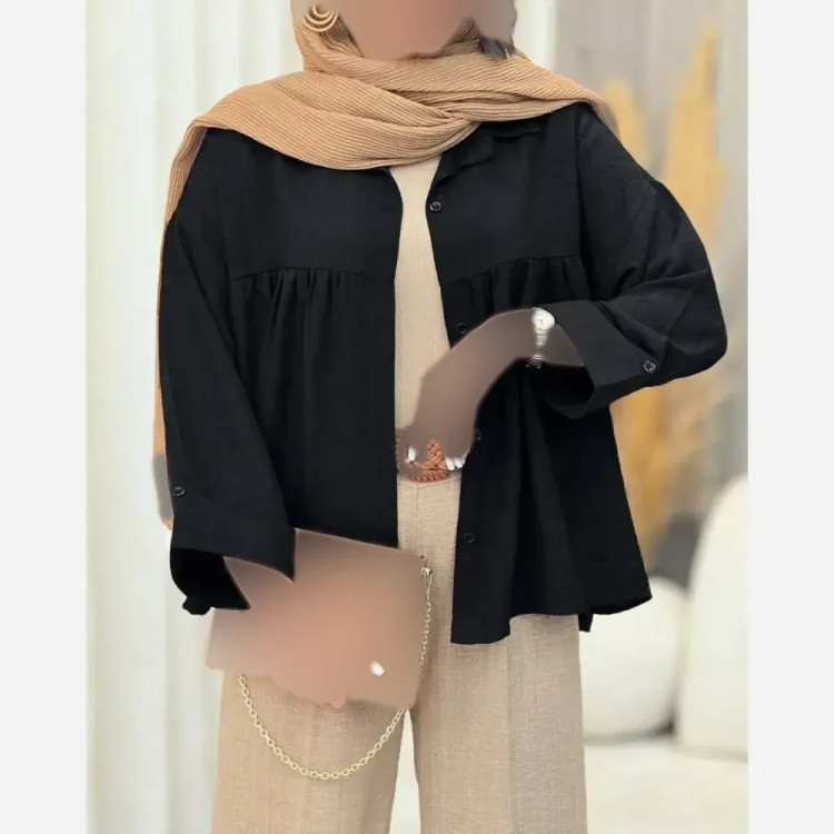 شومیز جلو چین شانتون ژاکارد درجه یک سایز فری سایز 38 تا 50