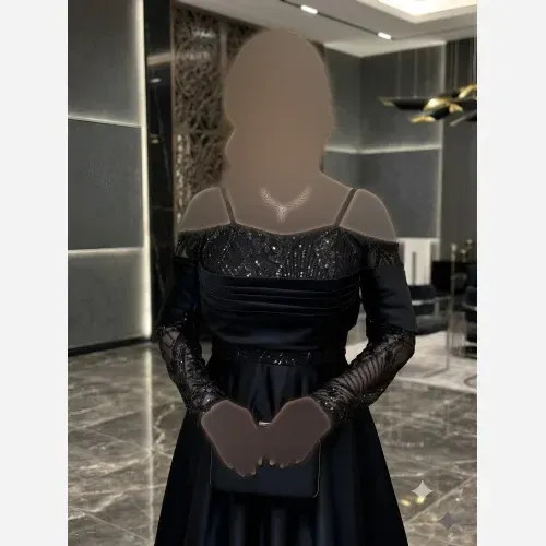 پیراهن مجلسی زنانه پولک ترک و دامن ساتن آمریکایی مشکی سایز 38 تا 48