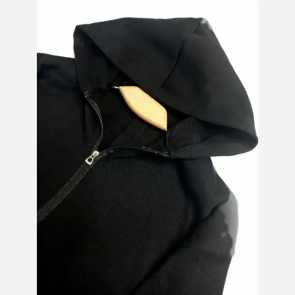 سویشرت جلو زیپ ساده دورس تو کرکی مشکی فری سایز