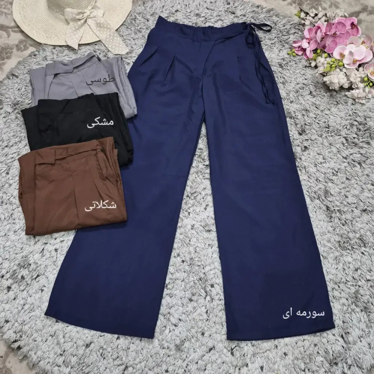 شلوار بگ بغل بندی زنانه جنس دوشین خنک سایز 38 تا 48