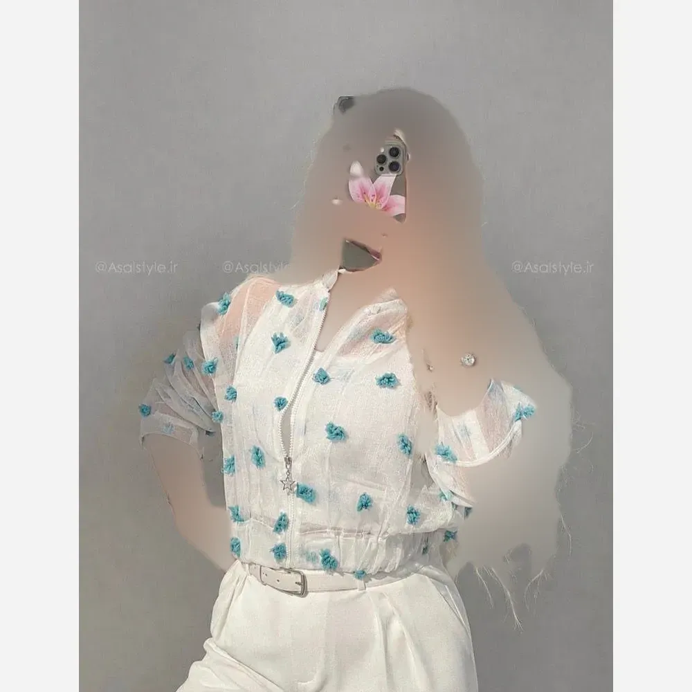 کراپ زنانه شیشه ای گل برجسته سایز 38 تا 44