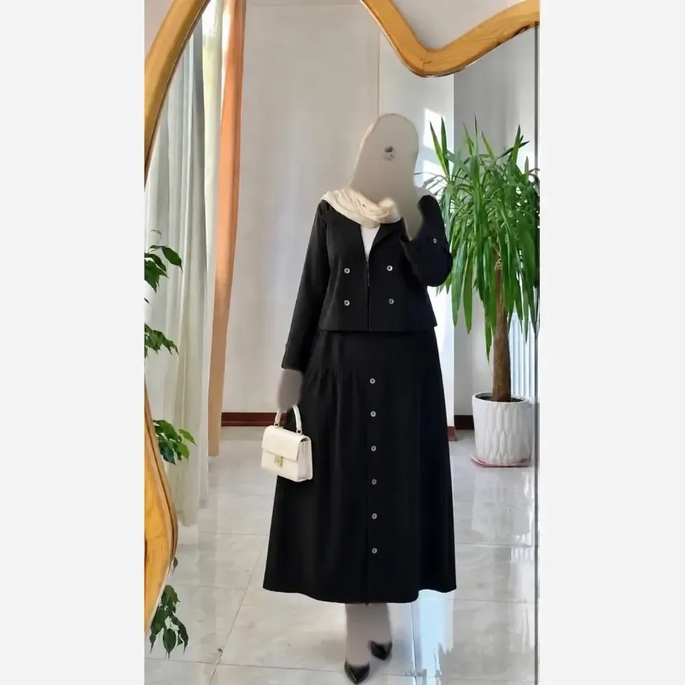 کت دامن جلو دکمه لنین اعلا فری سایز
