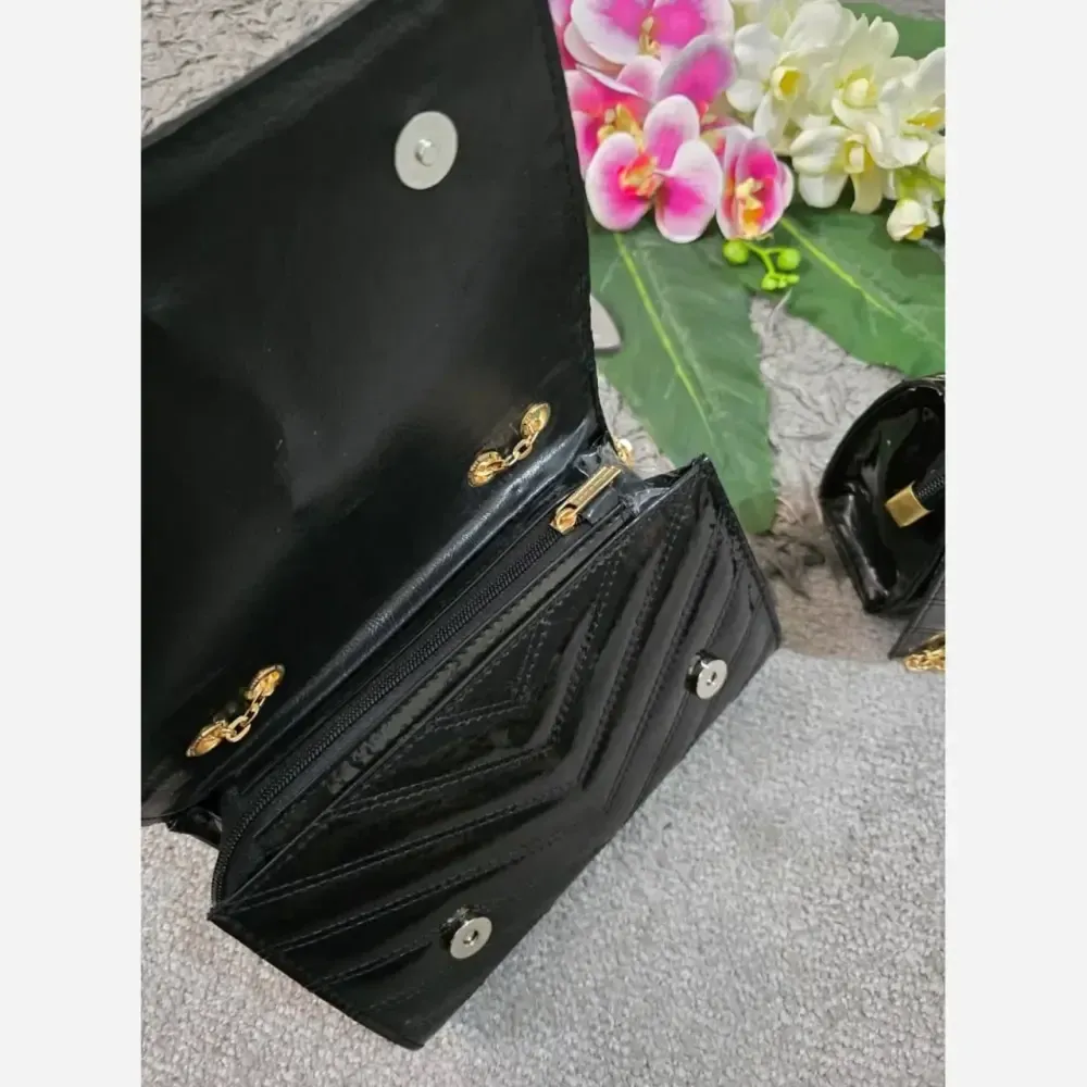 کیف مجلسی لادن ورنی کرم و زرشکی شیک