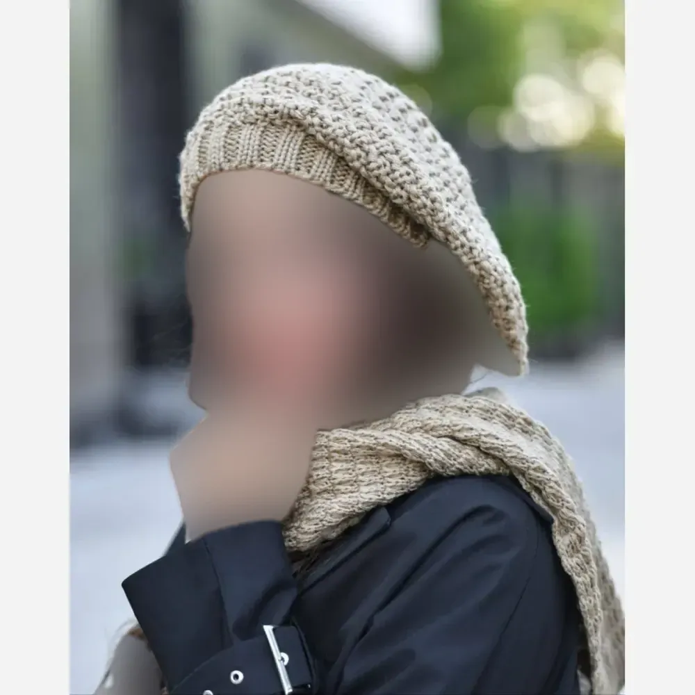 ست شال و کلاه بافت زنانه مدل آرکان رنگ مشکی و طوسی و نسکافه ای