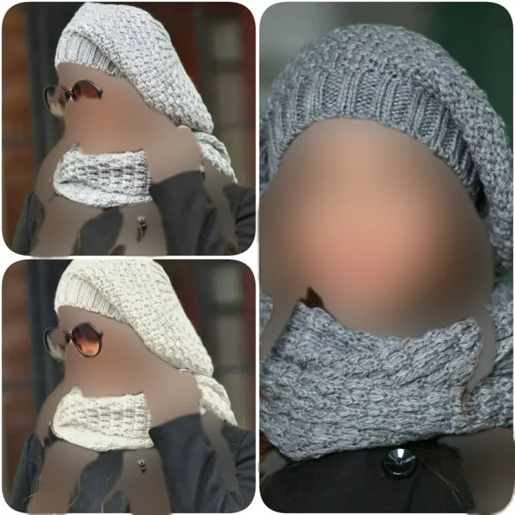 ست شال و کلاه بافت زنانه مدل آرکان رنگ مشکی و طوسی و نسکافه ای