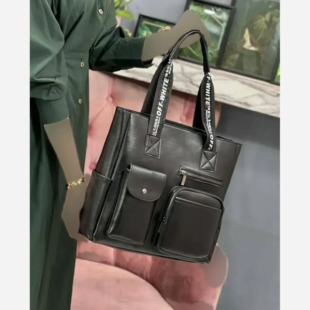 کیف مهرانگیز چرم کیفیت بالا رنگ مشکی سایز 35 در 35