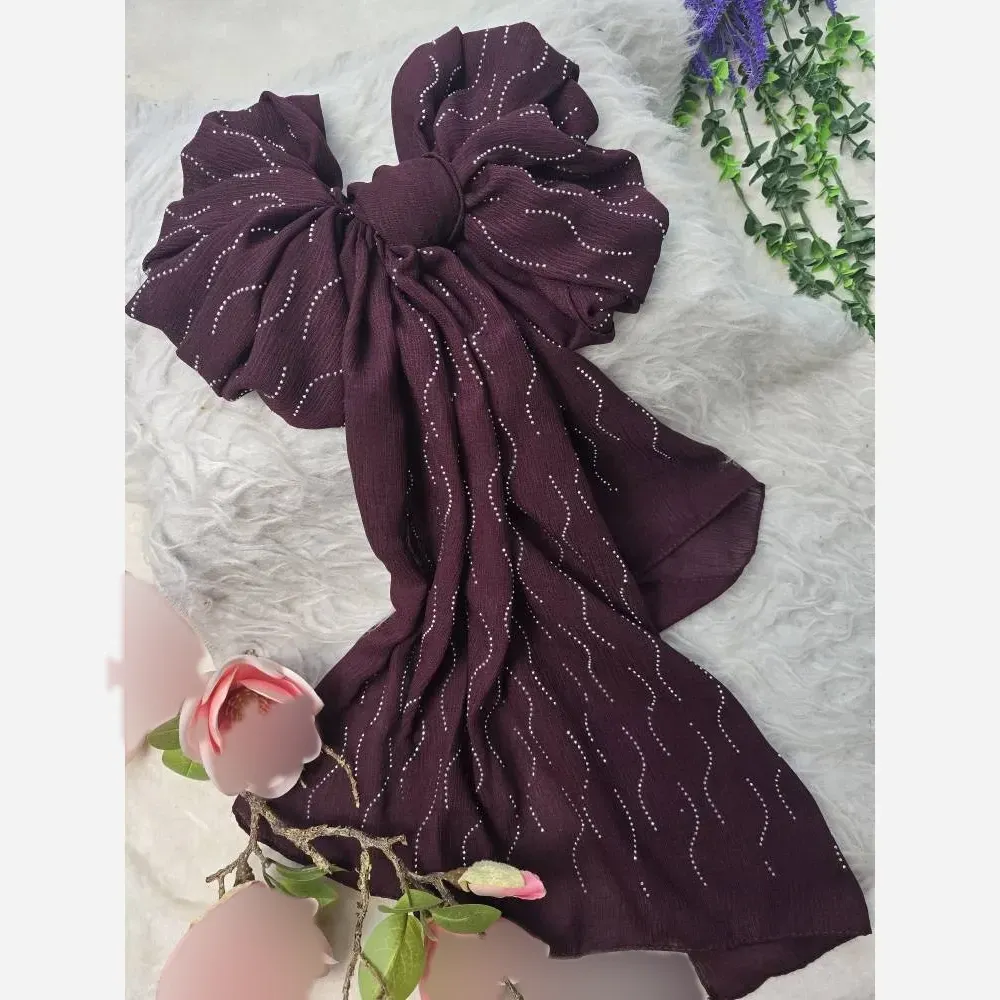 شال کریشه درختی نگین دار مدل سها مشکی سرمه ای زرشکی خاکی