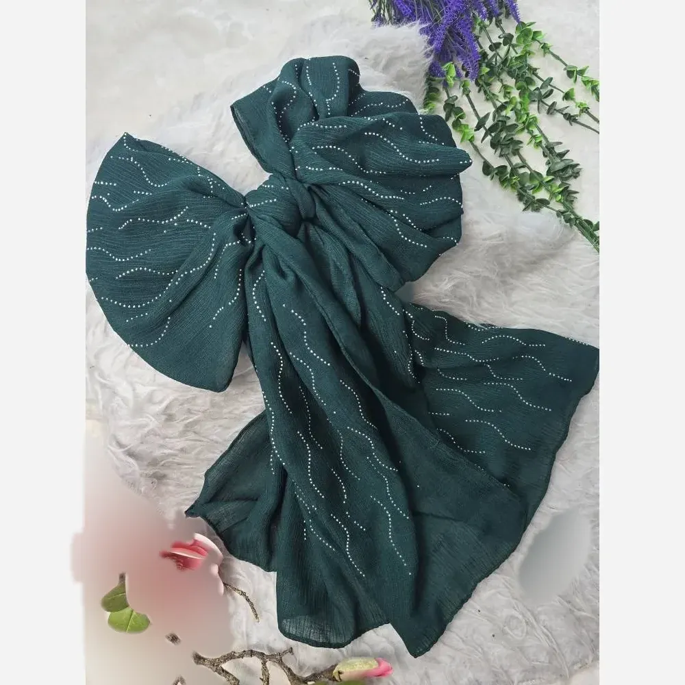 شال کریشه درختی نگین دار مدل سها مشکی سرمه ای زرشکی خاکی