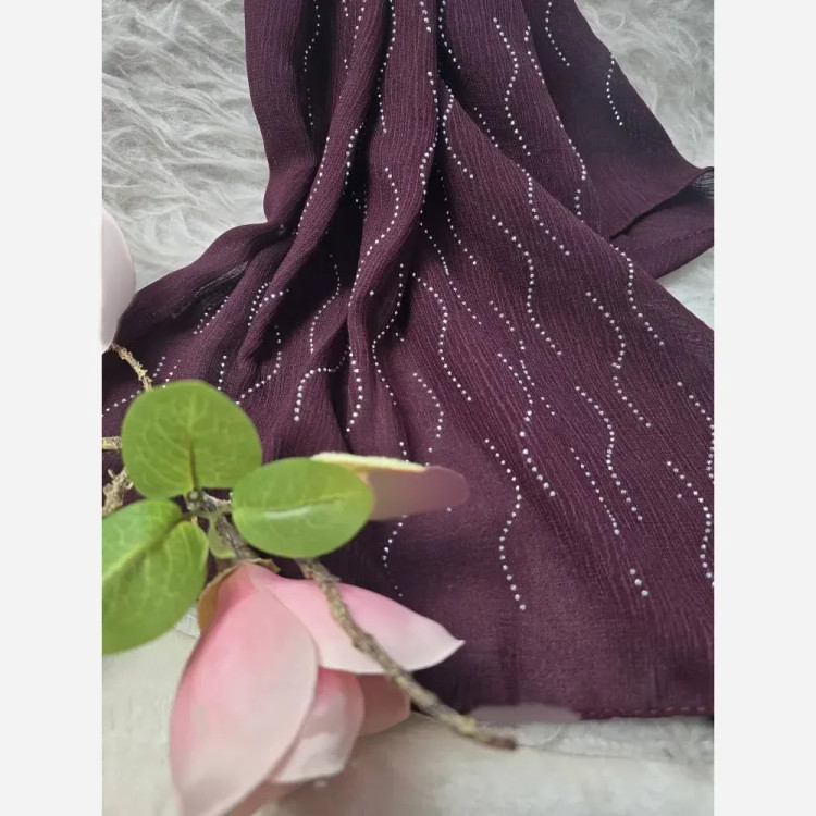 شال کریشه درختی نگین دار مدل سها مشکی سرمه ای زرشکی خاکی