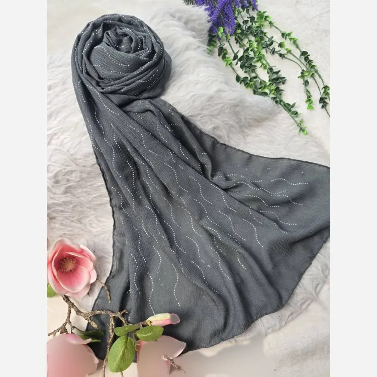 شال کریشه درختی نگین دار مدل سها مشکی سرمه ای زرشکی خاکی