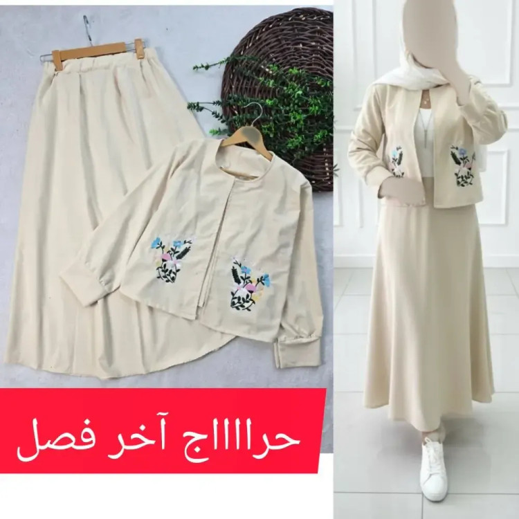 کت دامن مهرنوش لنین کتان نچرال فری سایز 36 تا 46