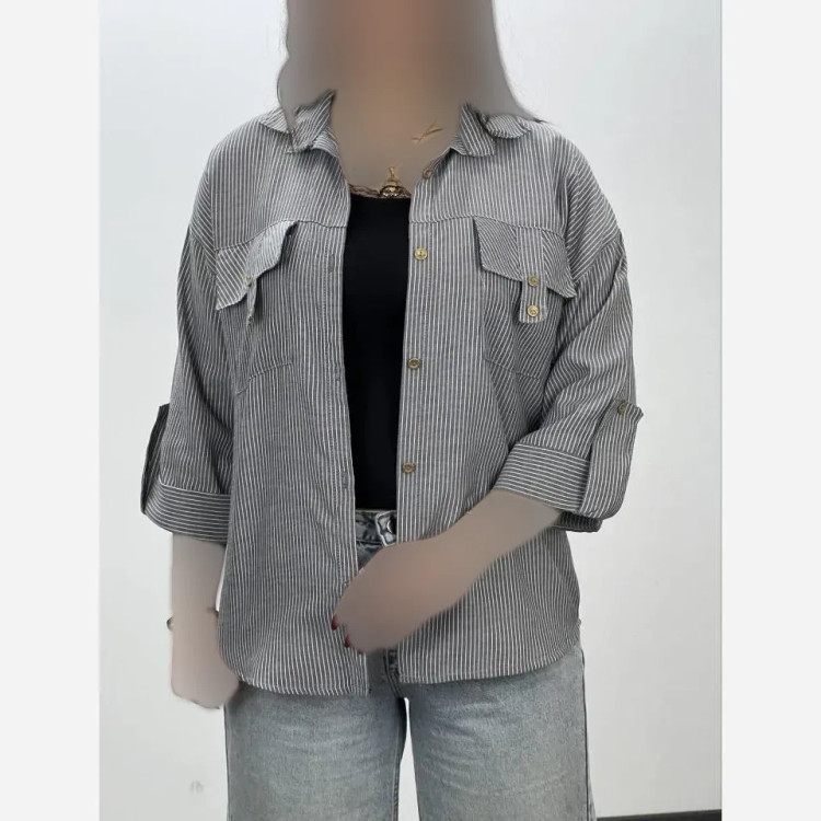 شومیز صلیبی ستاره زنانه جنس لنین کتان فری سایز تا 46