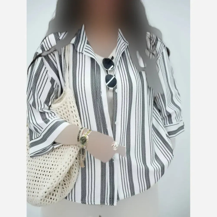شومیز رولکس دانتل مراکشی فری سایز رنگ مشکی سفید و طوسی