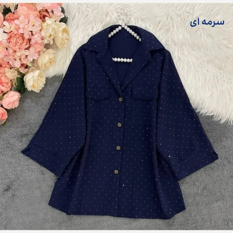 مانتو باکسی ینزی فول نگین خنک و تابستانی فری سایز تا 48