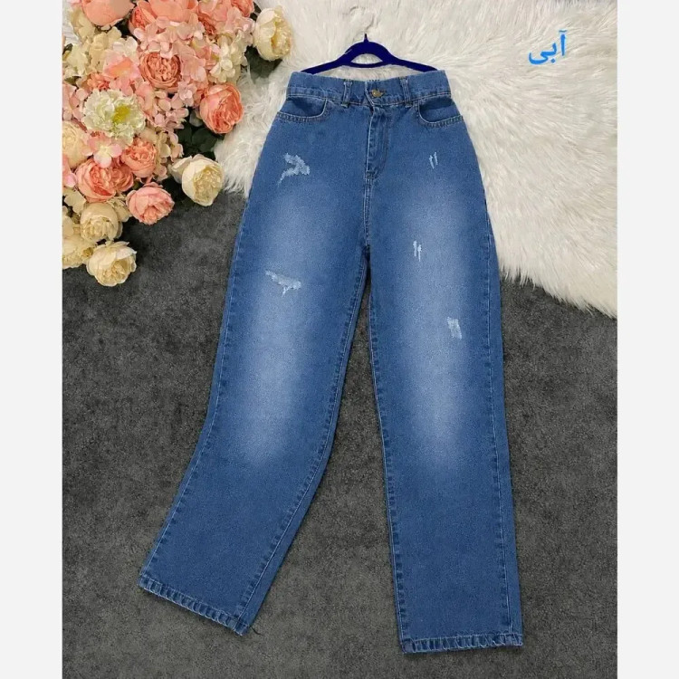 شلوار نیم بگ جین زنانه درجه یک پشت کش قد 105