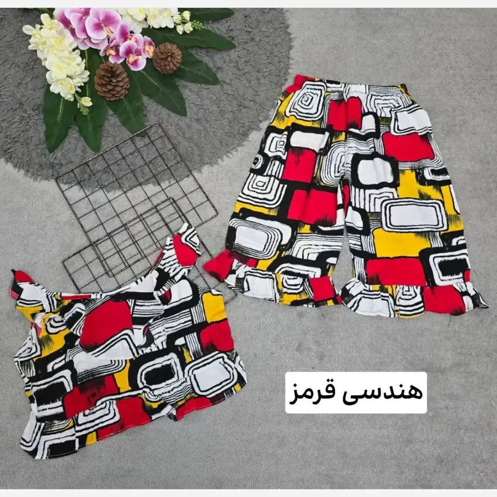 ست تاپ و شلوارک نخی مدل ماریا فری سایز