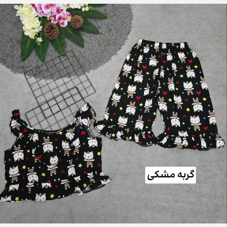 ست تاپ و شلوارک نخی مدل ماریا فری سایز