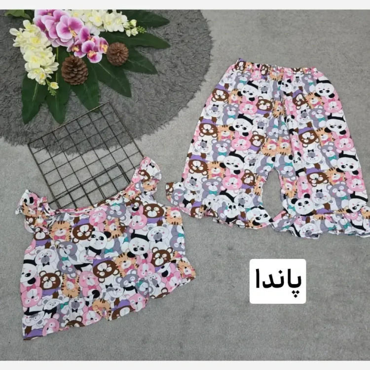 ست تاپ و شلوارک نخی مدل ماریا فری سایز