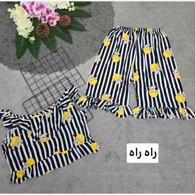 ست تاپ و شلوارک نخی مدل ماریا فری سایز