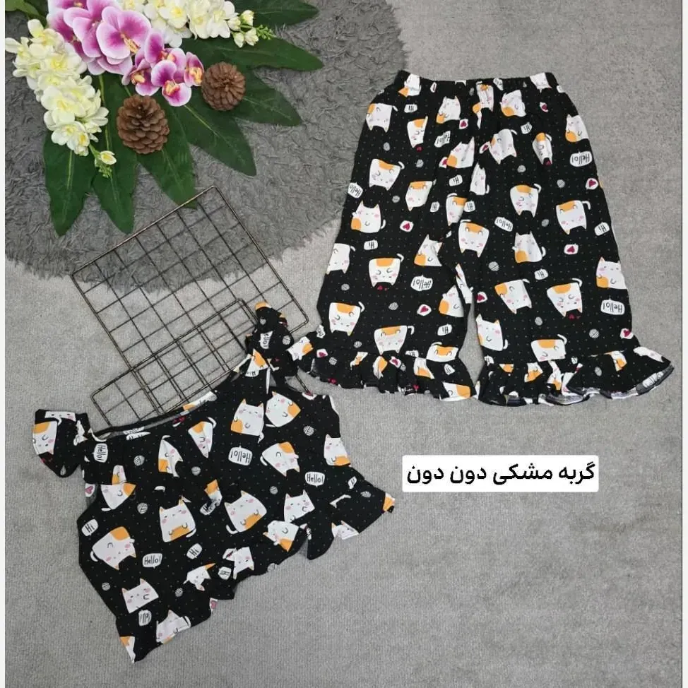 ست تاپ و شلوارک نخی مدل ماریا فری سایز